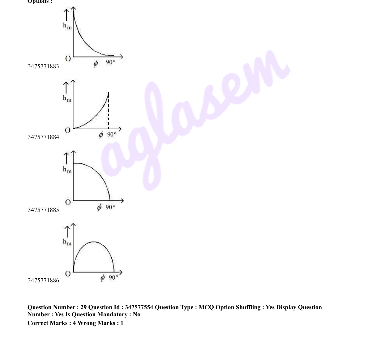 diagram for Max height versus projection angle