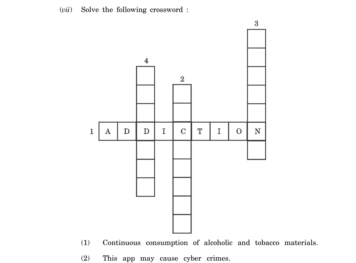 diagram for Crossword on social health (ADDICTION)