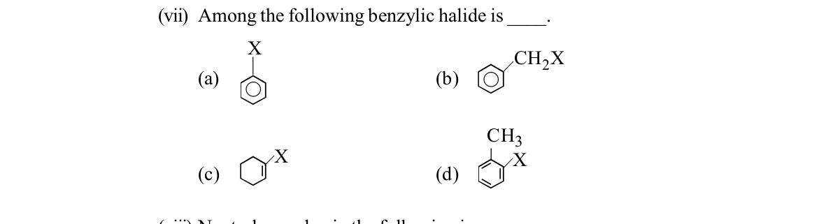 diagram for MCQ: identify a class of halide (allylic/benzylic/vinylic)
