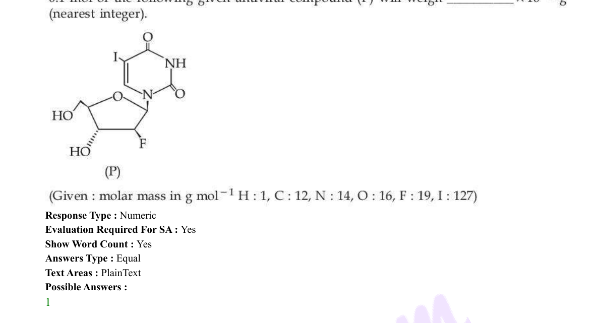 diagram for % composition / molar mass