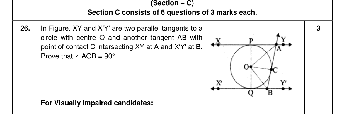 diagram for Tangent between two parallel tangents subtends 90 at centre