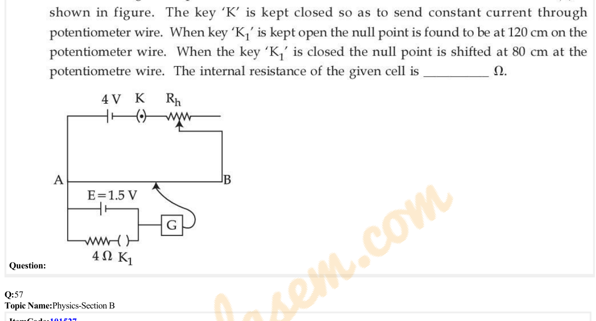 diagram for Potentiometer / metre bridge null point